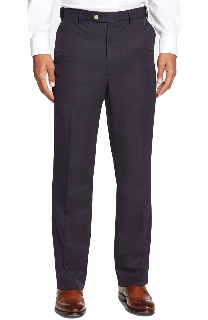 Premium Microfiber Self-Sizing Flat Front Big & Tall Dress Pants - Regular Rise for Comfortable Office Wear & Business Casual Outfits