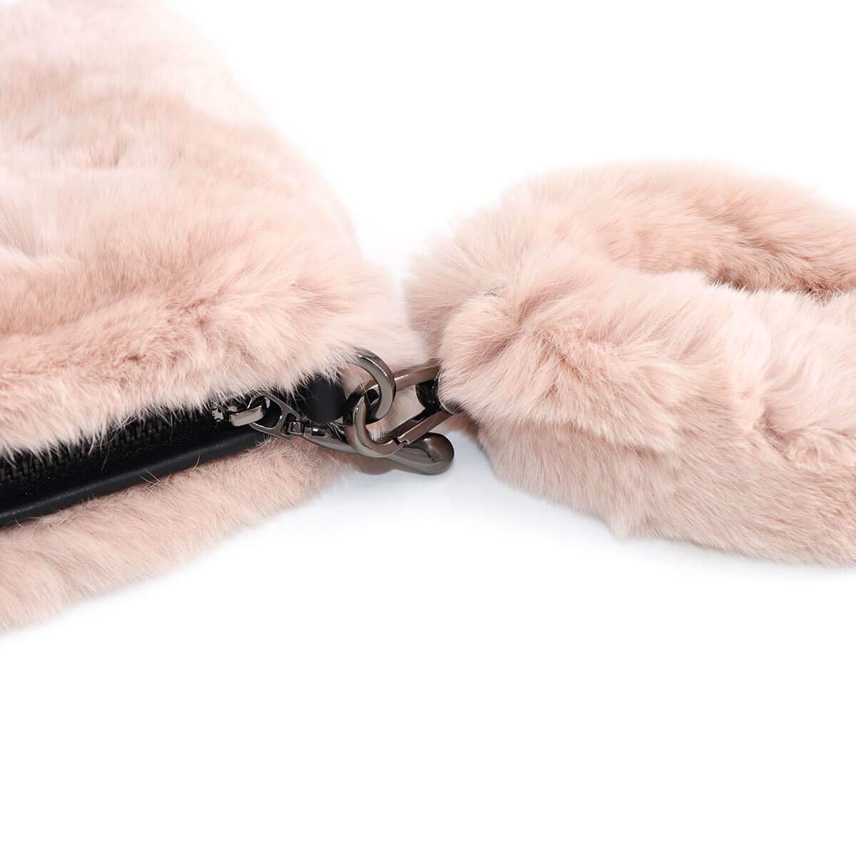 Surell Real Rex Rabbit Fur Wristlet Bag - Soft Fuzzy Clutch Purse with Adjustable Long Strap & Secure Zipper Closure - Luxury Fashion Handbag for Women - Perfect for Evening Parties, Weddings & Special Occasions