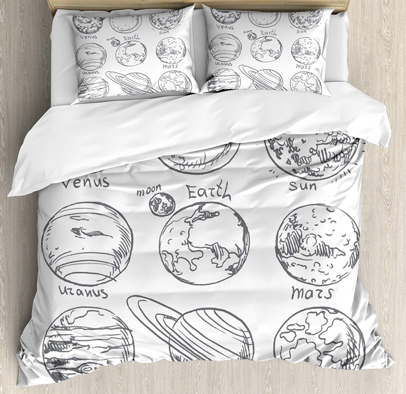3-Piece Twin Bedding Set - Solar System Comforter Duvet Cover with 2 Pillowcases for Kids, Teens & Adults | Space-Themed Bedspread for Boys & Girls Rooms | Perfect for Astronomy Lovers & Science-Themed Bedrooms