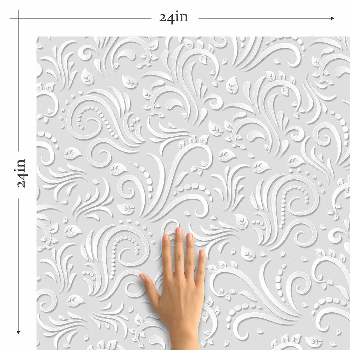 Grey Motif Peel and Stick Removable Wallpaper - Self-Adhesive Decorative Wall Covering for Bedroom, Living Room, Nursery & Office Decor