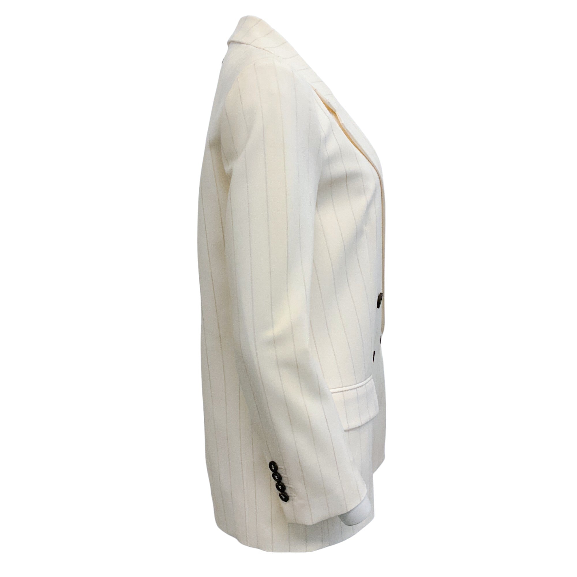 Peserico Cream & Silver Striped Double Breasted Blazer for Women | Elegant Formal Jacket | Office Wear, Business Meetings & Special Occasions