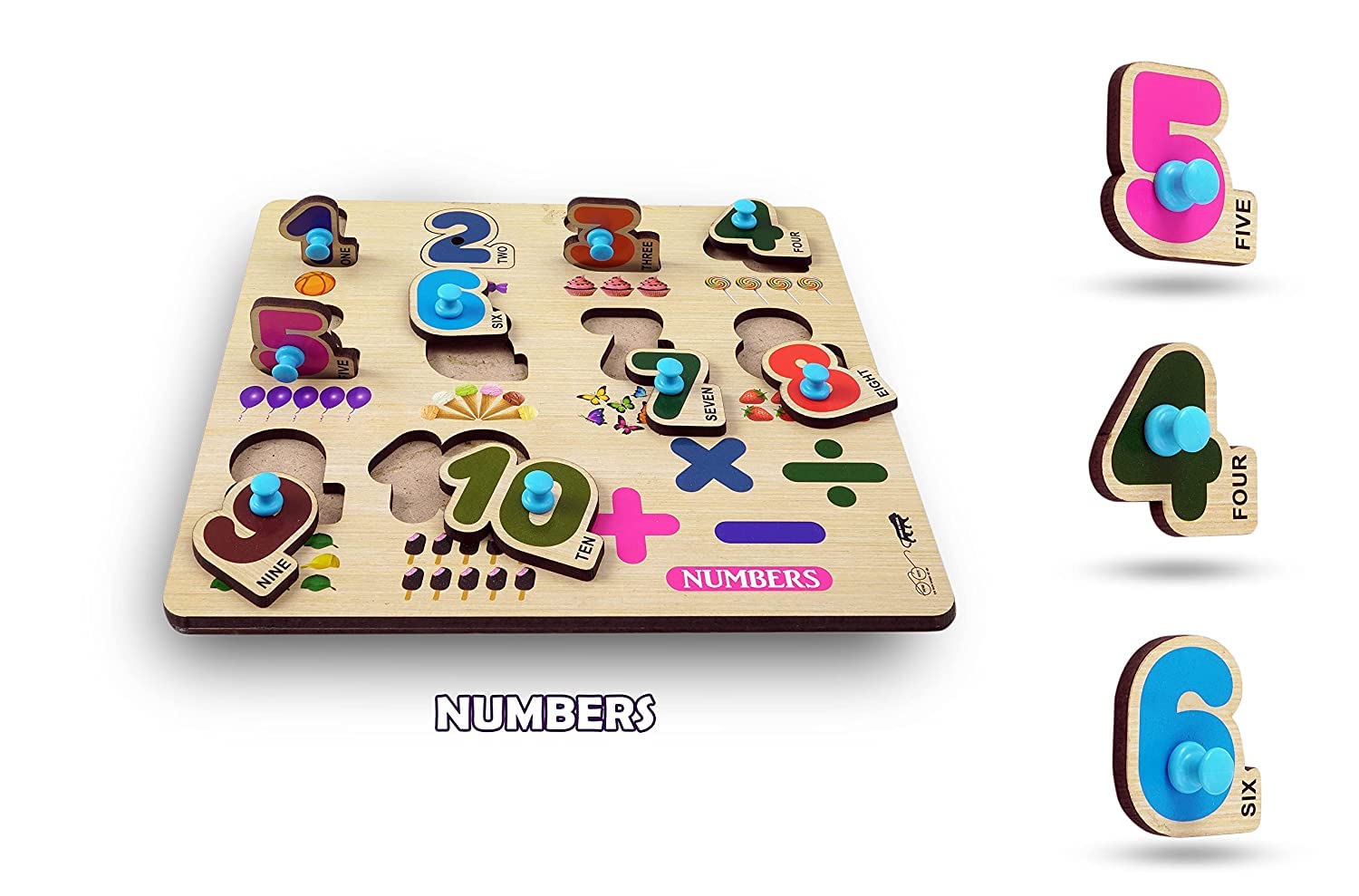 Large Wooden Number Puzzle with Knobs - Montessori Math Learning Toy for Toddlers & Preschoolers | Educational Counting Game for Home & Classroom Use