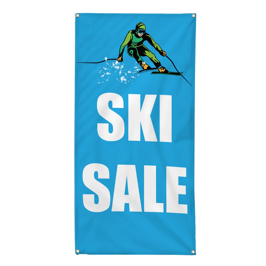 Vertical Vinyl Banner - 96x48 Inches with 8 Grommets | Weatherproof Outdoor Business & Sports Sign for Ski Deals, Industrial Yard Advertising | Perfect for Storefronts, Events & Sports Venues