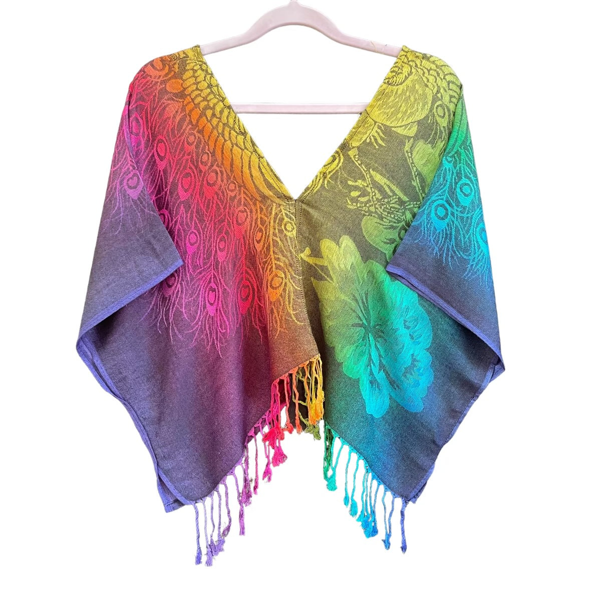 V PASH Crop Top - Rainbow Peacock Print Women's Fashion T-Shirt | Trendy Summer Casual Wear for Beach, Music Festivals & Street Style