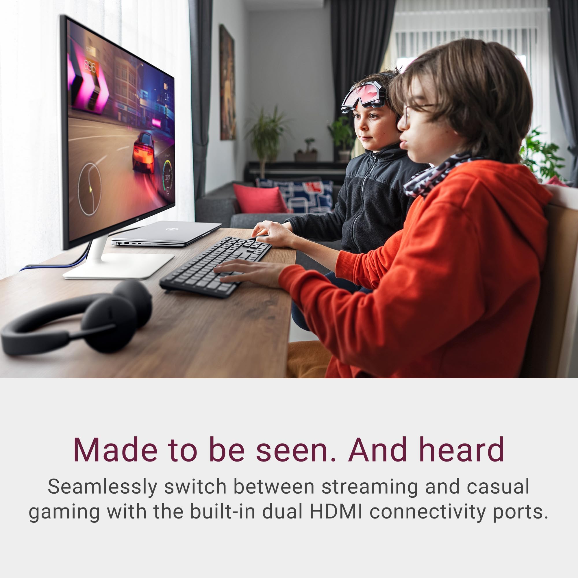 Dell 24 Inch LED Monitor - Full HD 1080p, 100Hz Refresh Rate, AMD FreeSync, 1500:1 Contrast Ratio, VESA Mount, Built-in Speakers, Height/Tilt/Swivel Adjustable, 2x HDMI Ports - Perfect for Home Office, Gaming & Multimedia (White)