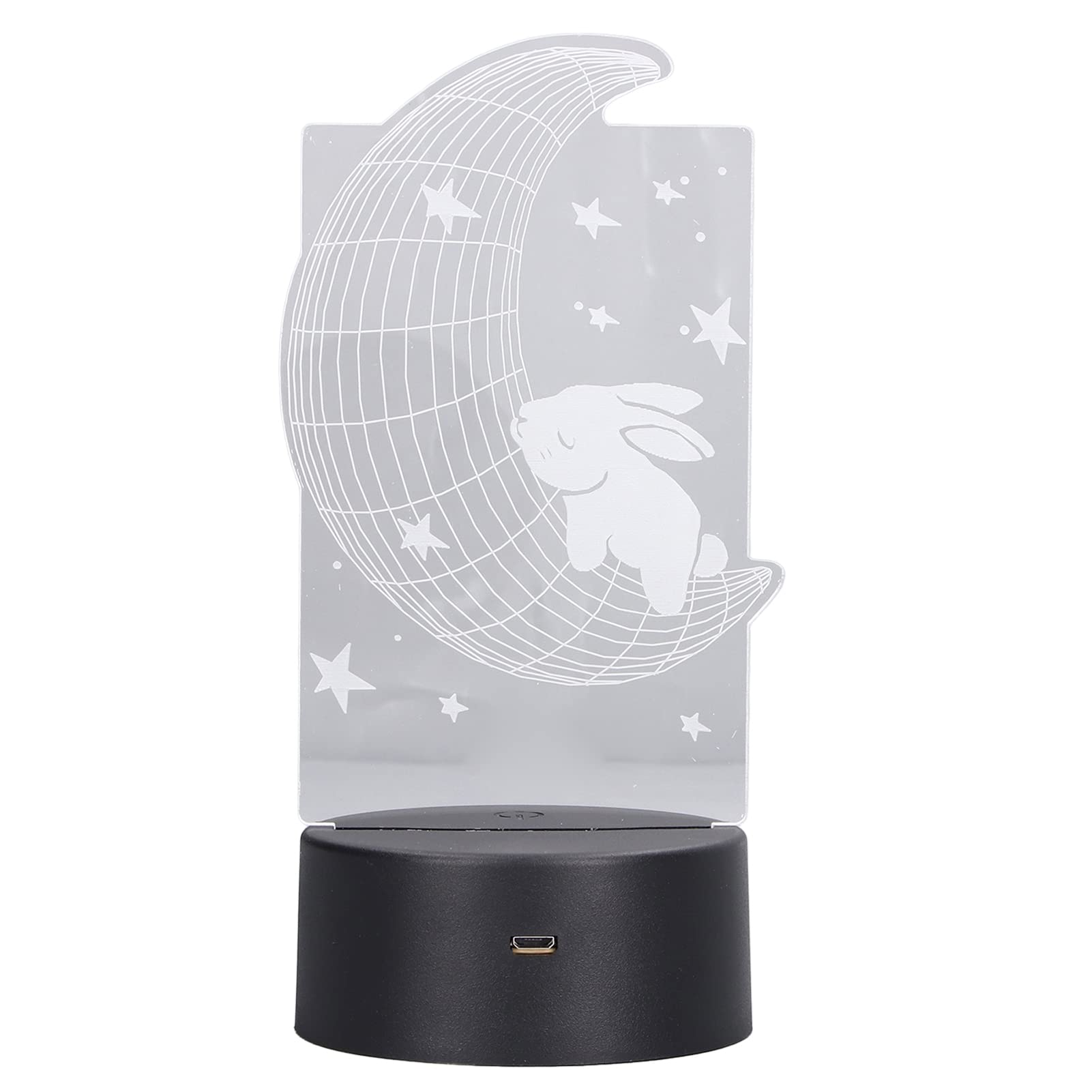 3D Moon Rabbit LED Night Light with 7 Color Changing Modes, USB Powered Touch Control Lamp - Perfect for Kids Room Decor, Birthday & Christmas Gifts for Boys and Girls | Bedside, Nursery, Study Desk Lighting