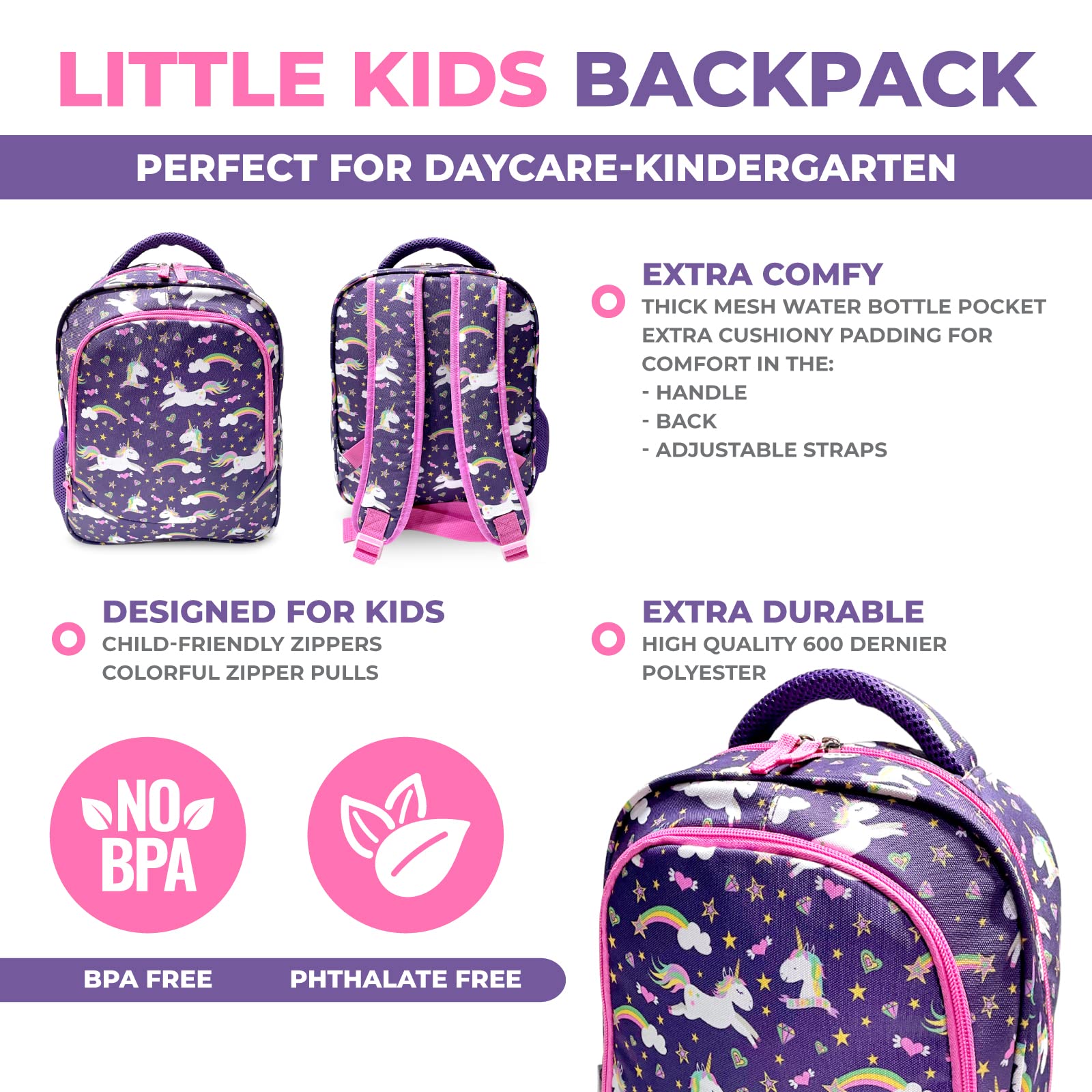 **Cute Unicorn Toddler Backpack for Girls – 13