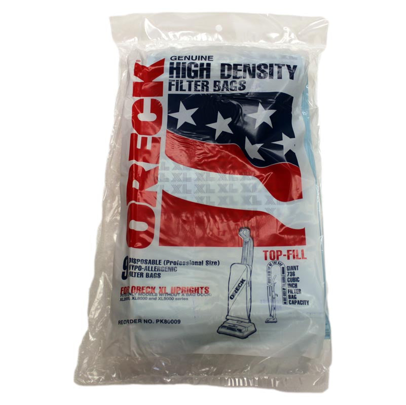 Oreck PK80009 High Density Filter Bags - 9 Pack | Replacement Vacuum Bags for Oreck XL & Commercial Vacuums | Ideal for Home Cleaning, Office Maintenance & Allergen Reduction
