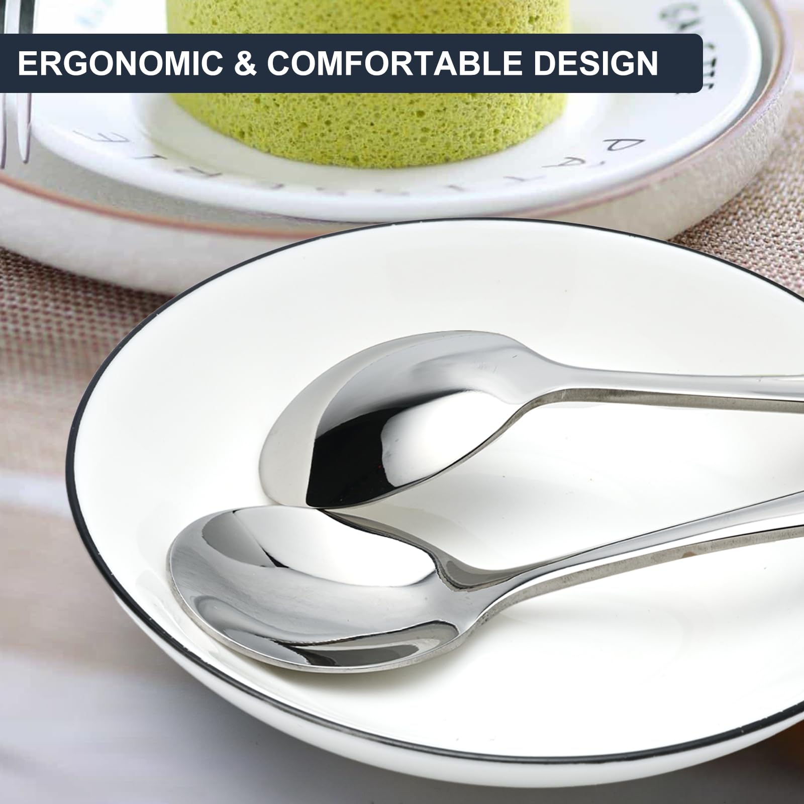 SOLEADER 4.8 Inch Stainless Steel Teaspoons Set of 4 - 18/8 Food Grade Mirror Finish Coffee & Dessert Spoons - Dishwasher Safe Mini Silverware for Tea, Coffee, Desserts & Parties