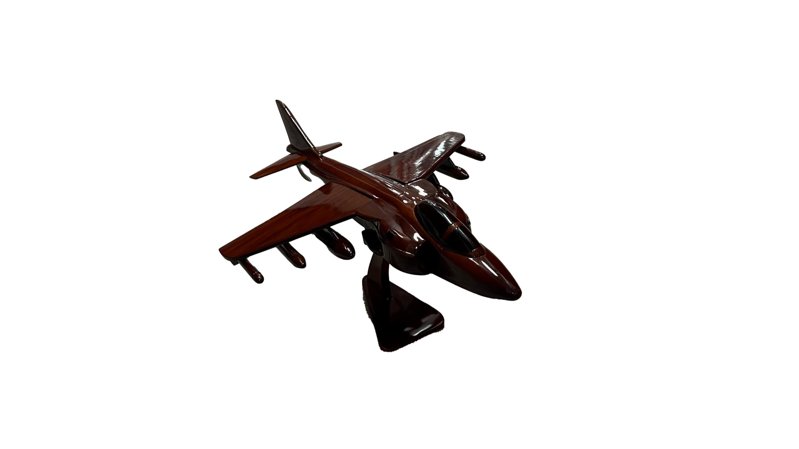 AV-8 Harrier Wooden Desktop Airplane Model - Handcrafted Mahogany Display Piece for Office Decor, Military Collectors & Aviation Enthusiasts