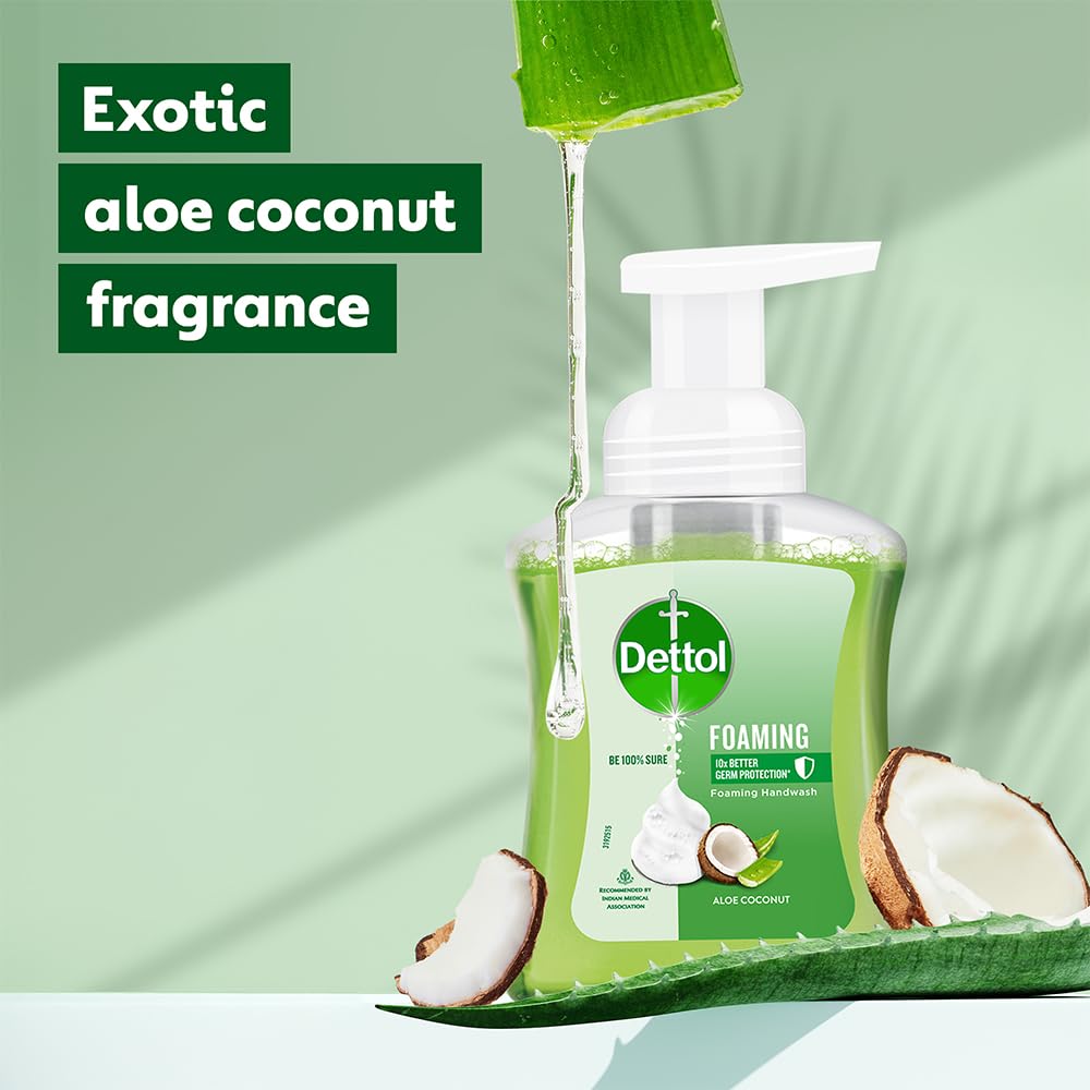 Dettol Foaming Hand Wash Refill Combo - Strawberry & Aloe Coconut (Pack of 2, 700ml Each) | Rich Lather, Moisturizing Formula, Gentle on Skin | Ideal for Home, Office & Travel Use