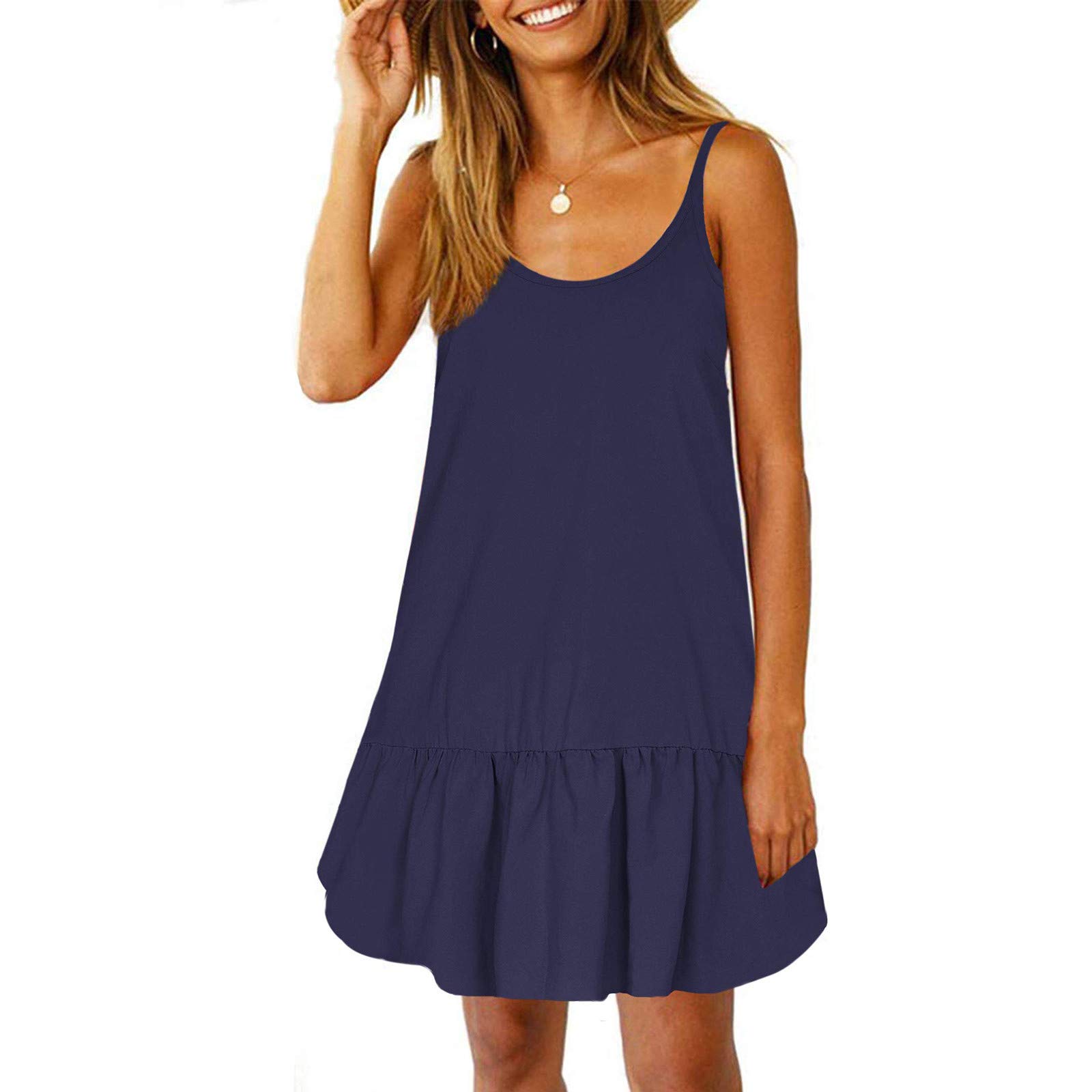 AODONG Women's Summer Beach Dress - Spaghetti Strap Boho Floral Backless Sundress for Casual Wear, Vacation & Beach Outfits