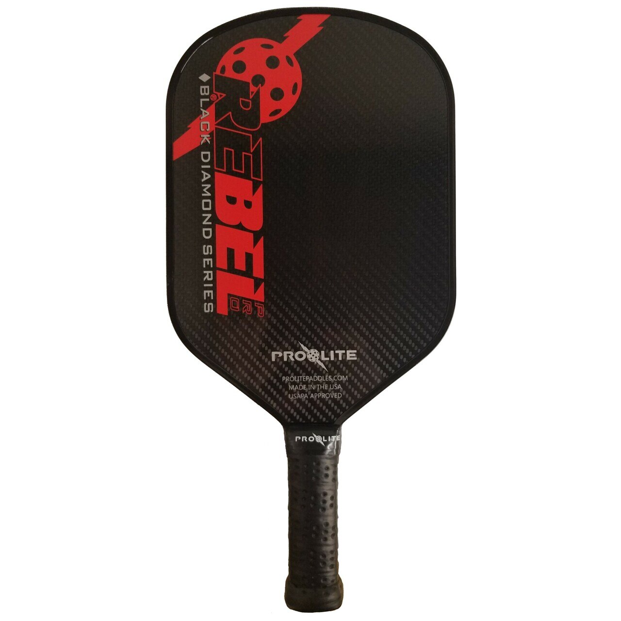 PROLITE Rebel Pro Black Diamond Series Pickleball Paddle - High Performance Carbon Fiber Paddle for Competitive Play & Tournament Use