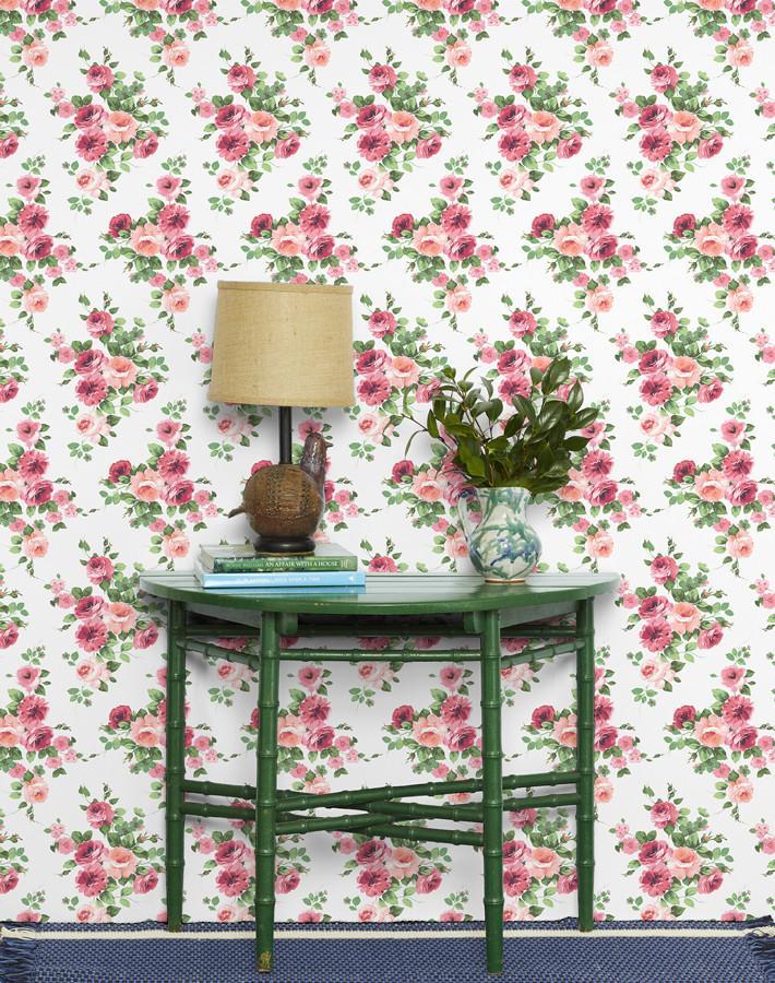 Wallshoppe 'Maggie May' Pink Floral Wallpaper - Peel and Stick Removable Wallpaper for Bedroom, Nursery & Home Decor