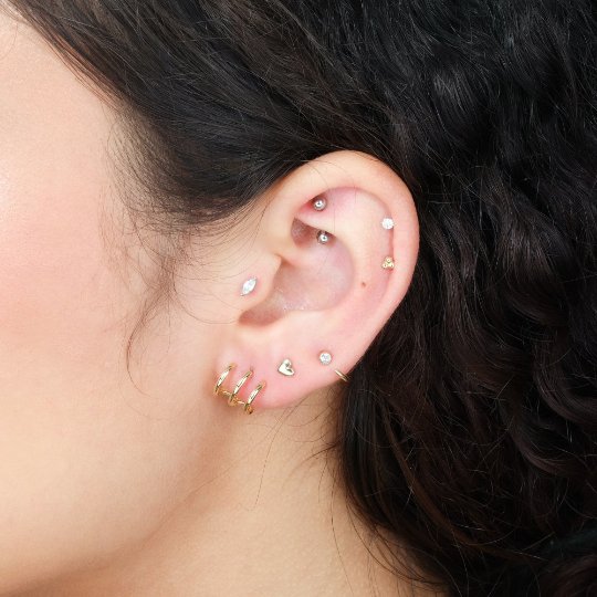 14k Yellow Gold Cubic Zirconia Ear Cuff - Elegant Cartilage Hoop Earrings for Women - Perfect for Parties, Weddings & Everyday Wear