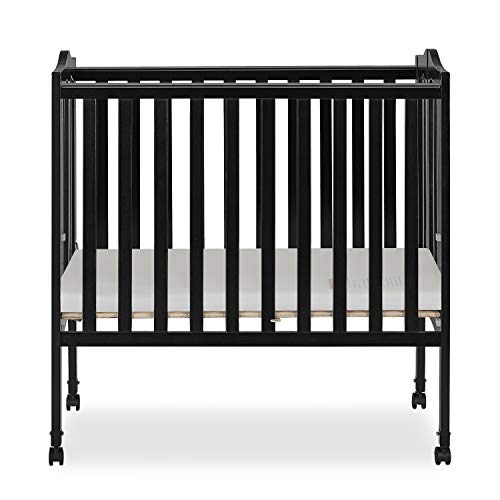Dream On Me 2-in-1 Lightweight Folding Portable Baby Crib - Greenguard Gold Certified, Black, 40x26x38 Inches | Convertible Stationary Side Sleeper for Nursery & Travel | Safe Sleep Solution for Newborns & Toddlers
