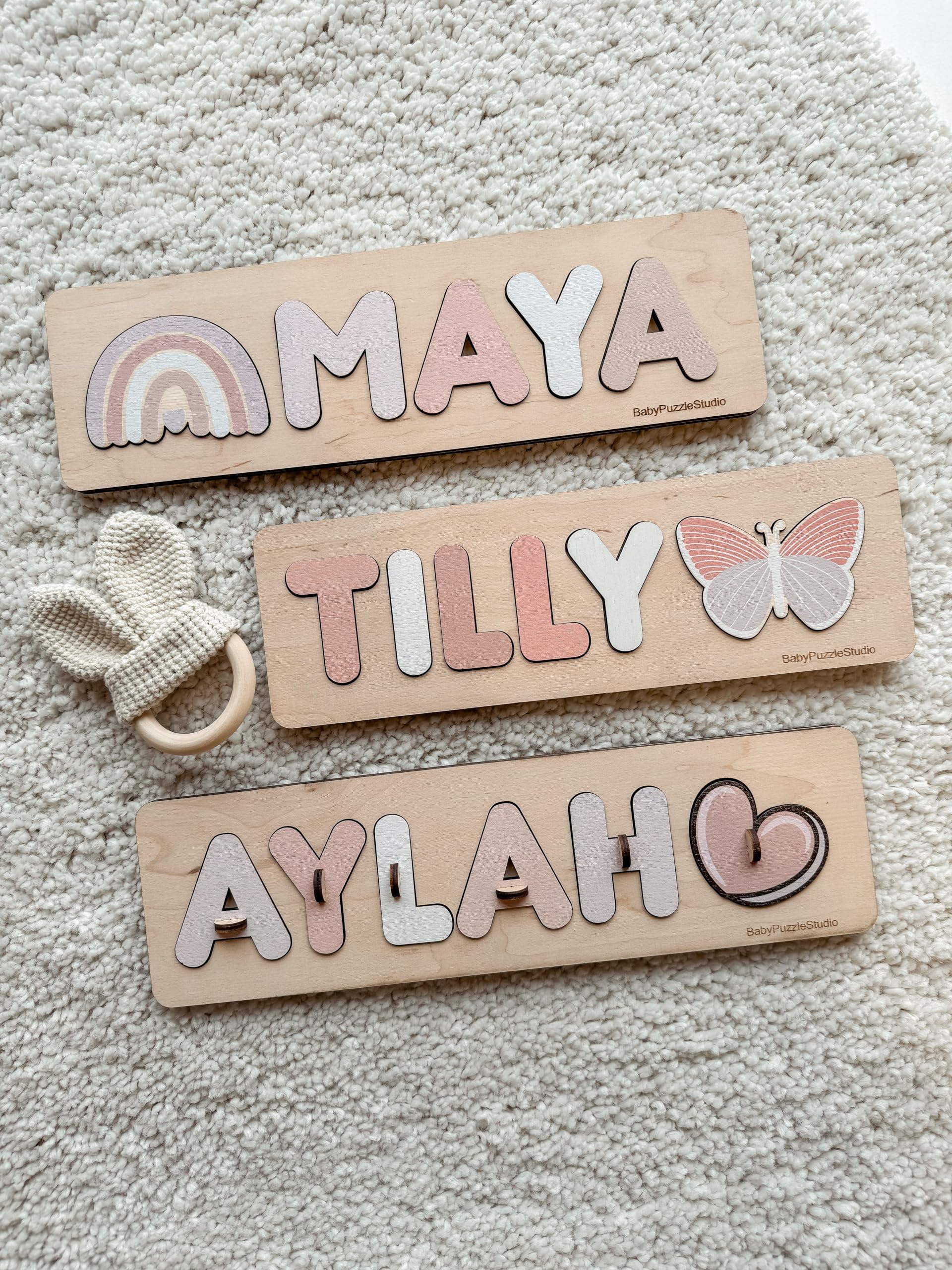 Personalized Baby Name Puzzle - Wooden Learning Toy for Toddlers 1st Birthday Gift | Montessori Busy Board for Nursery Decor (Girl & Boy) | Perfect for Early Education & Playroom Decorations