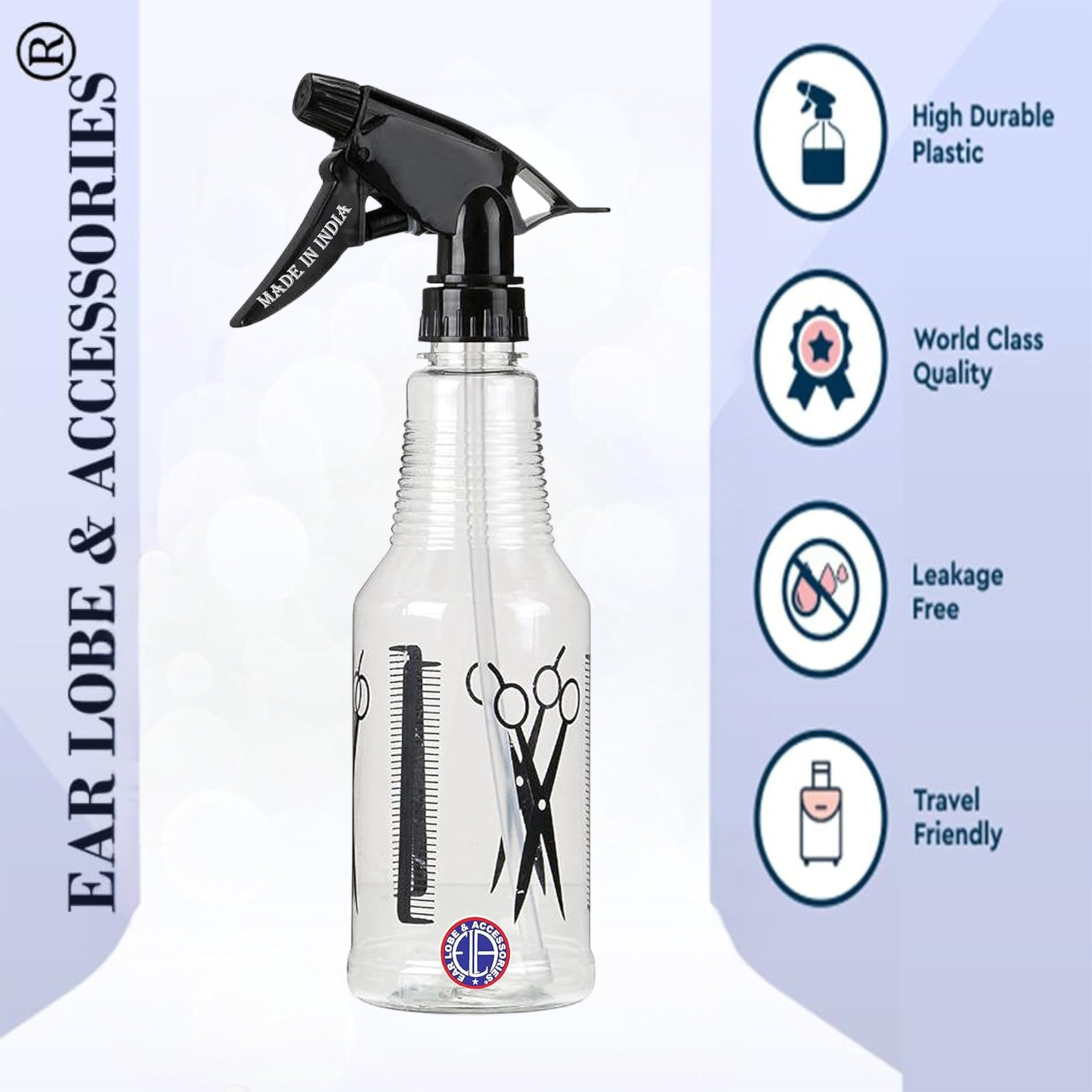 Professional Hair Spray Bottle 450ml - Fine Mist Sprayer for Styling & Hydration - Personal & Salon Use - Durable Plastic Bottle - Pack of 1 - Perfect for Hair Salons, Home Styling & Travel