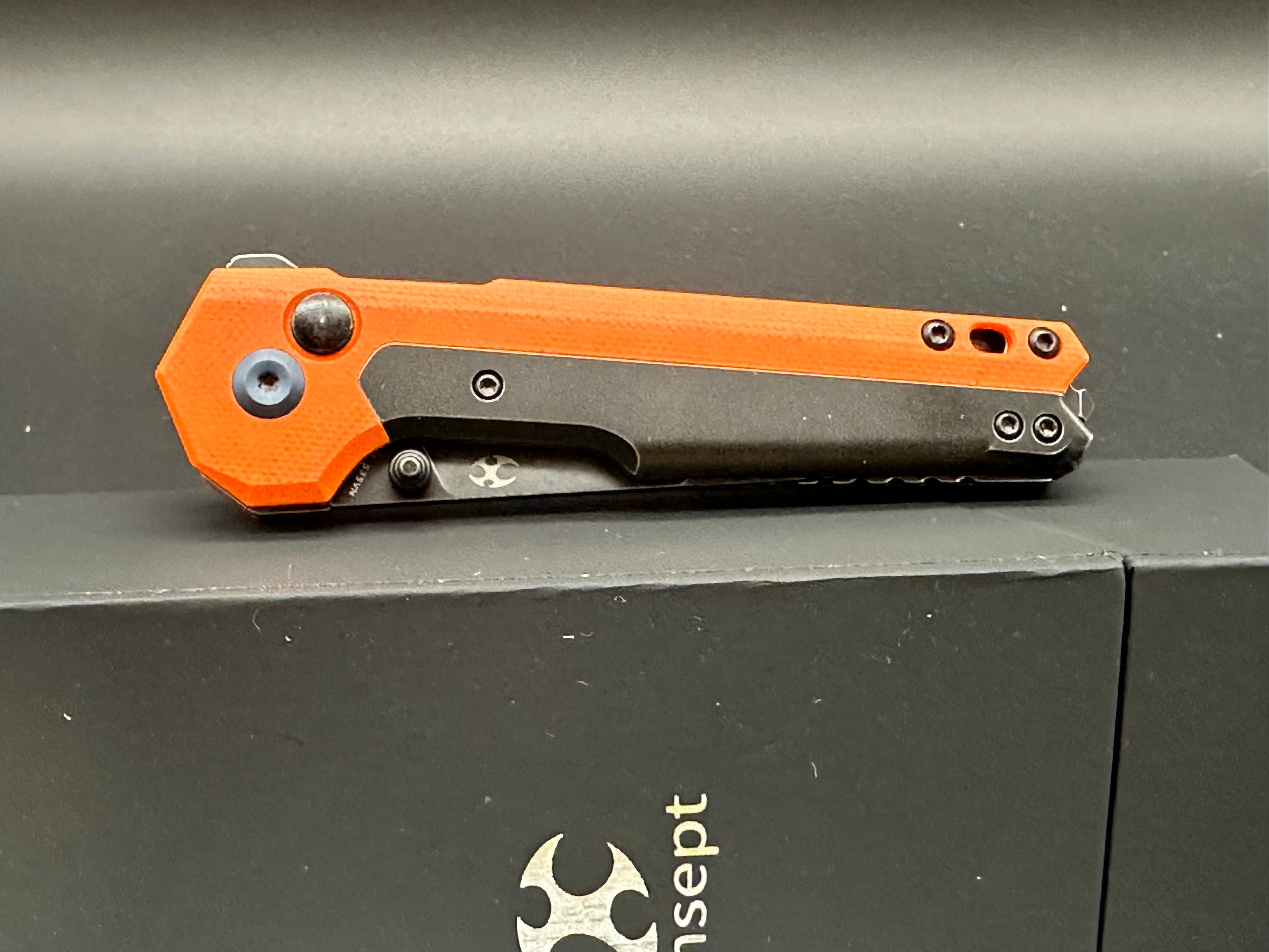 Kansept Mikkel Willumsen EDC Tactical Folding Knife - Orange G10 Handle, 3.1