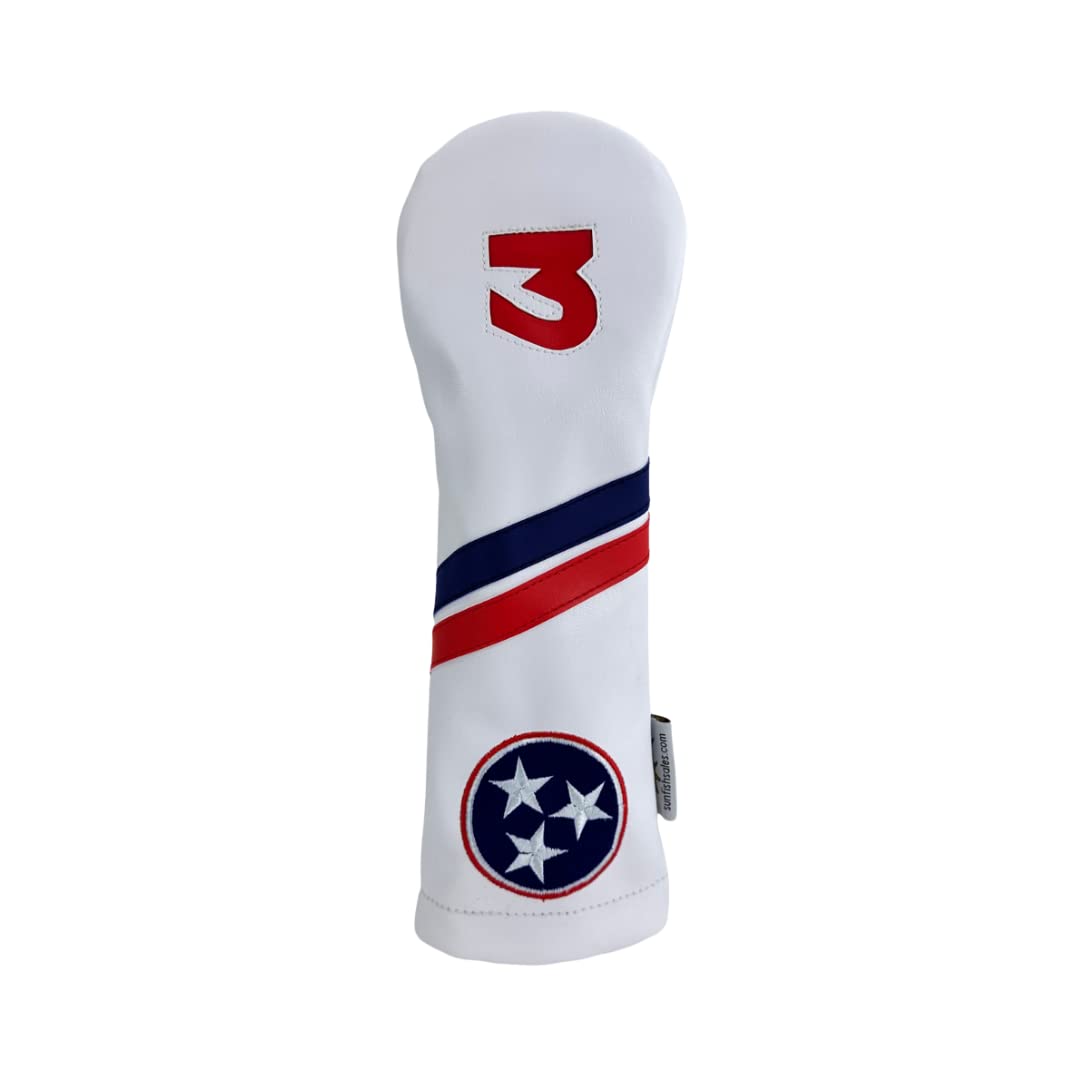 Tennessee State Flag Sunfish Leather Golf Headcover Set for Driver, Fairway & Hybrid Clubs – Premium Golf Club Protection for Men & Women – Perfect for Golf Enthusiasts & Collectors
