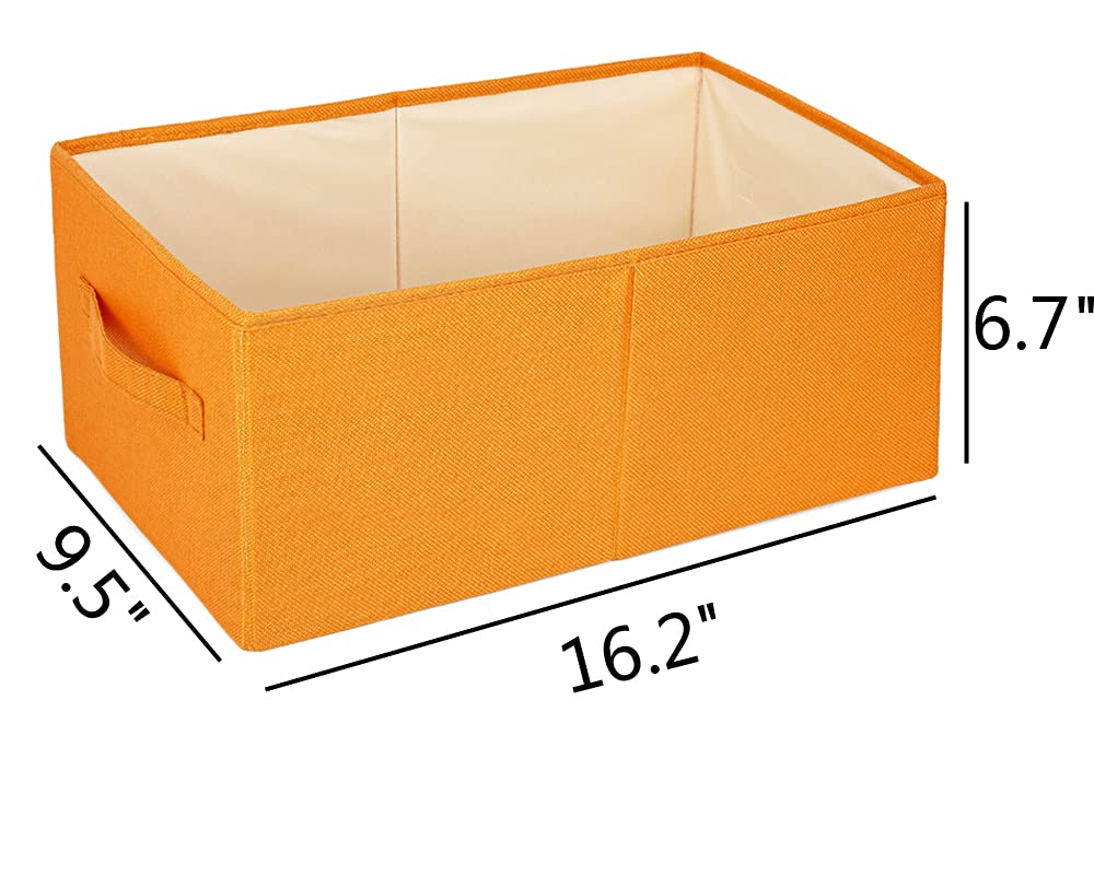 ALYER Foldable Fabric Storage Bin with Handles - Collapsible Shelf Organizer for Closet, Nursery, Office | Perfect for Toys, Books, Clothes & Baby Items (Orange) - Space-Saving Home & Office Organization Solution