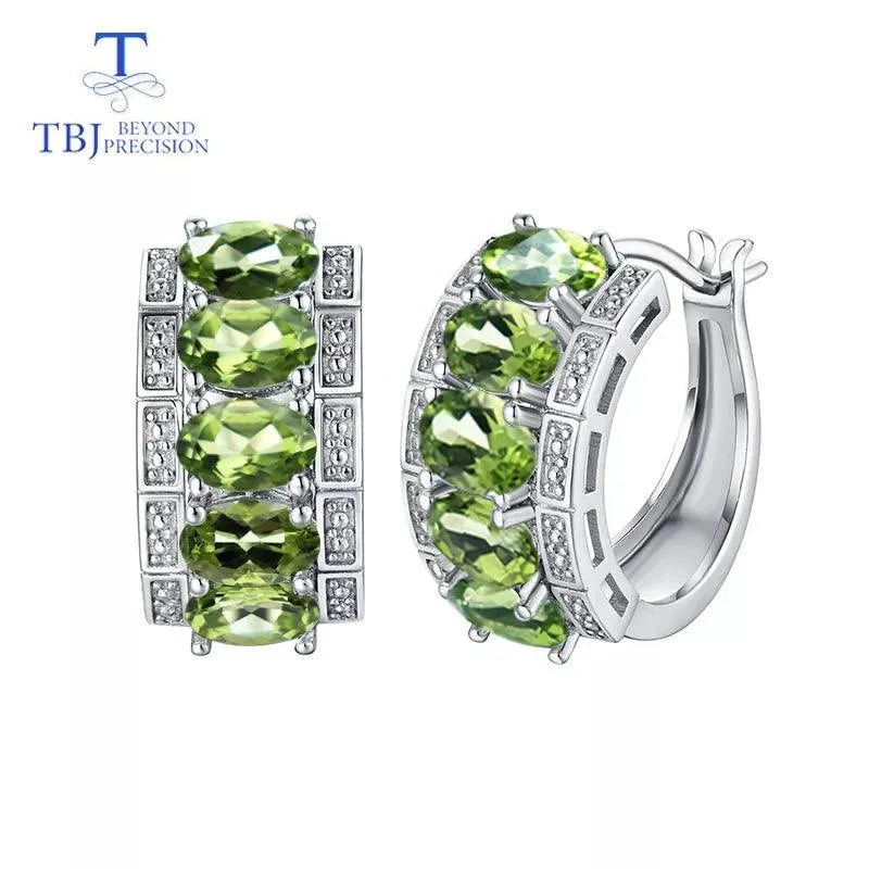 TBJ 925 Sterling Silver Clasp Earrings with Natural Peridot - Elegant Fine Jewelry for Women | Perfect Valentine's Day Gift Box | Ideal for Date Nights, Weddings & Special Occasions
