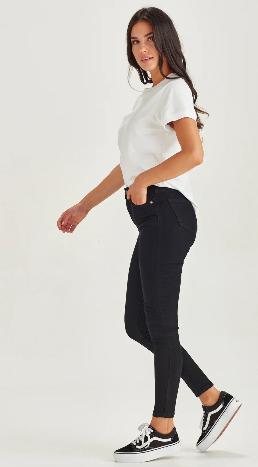 Slip Ankle Grazer Jeans in Black - Stylish Slim Fit Cropped Denim Pants for Women | Perfect for Casual Outfits, Workwear & Everyday Comfort