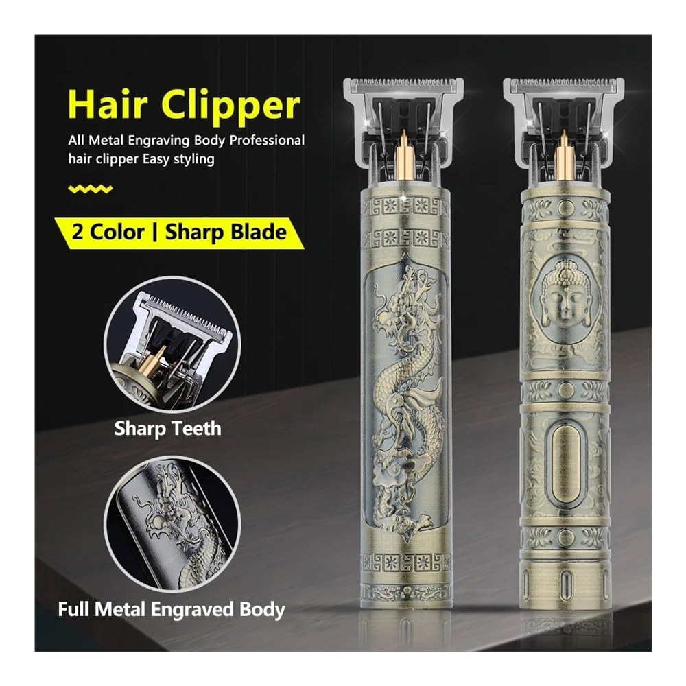 Professional T9 Electric Razor for Men - Original Hairdresser Set with Coat Trimmer & Lence Haircut Razor (Bronze) - Perfect for Home Barbering, Beard Trimming & Grooming Kits