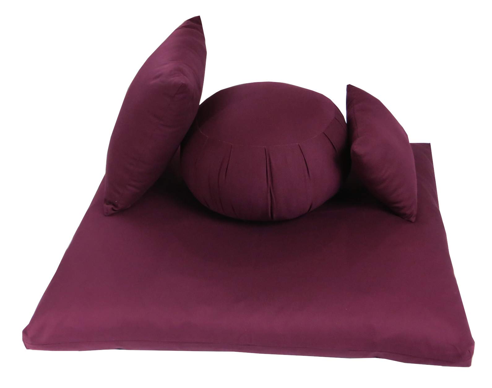 Organic Buckwheat Meditation Cushion Set - Zafu & Zabuton Pillow Combo (4-Piece) for Yoga, Zen Sitting, Meditation & Floor Seating Comfort