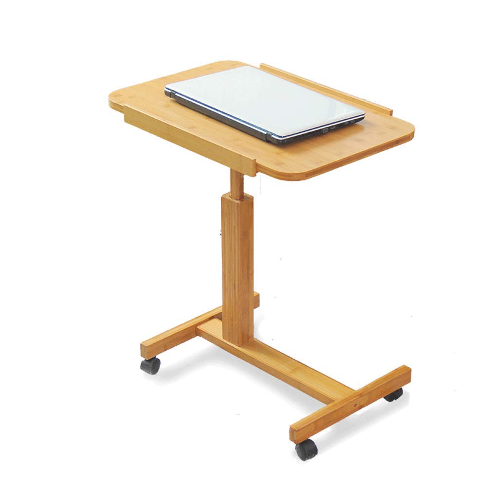 Adjustable Bamboo Portable Laptop Desk - 60cm Folding Breakfast Tray with Wheels for Sofa, Bed, Office & Home Use | Perfect for Work, Study & Dining in Bed