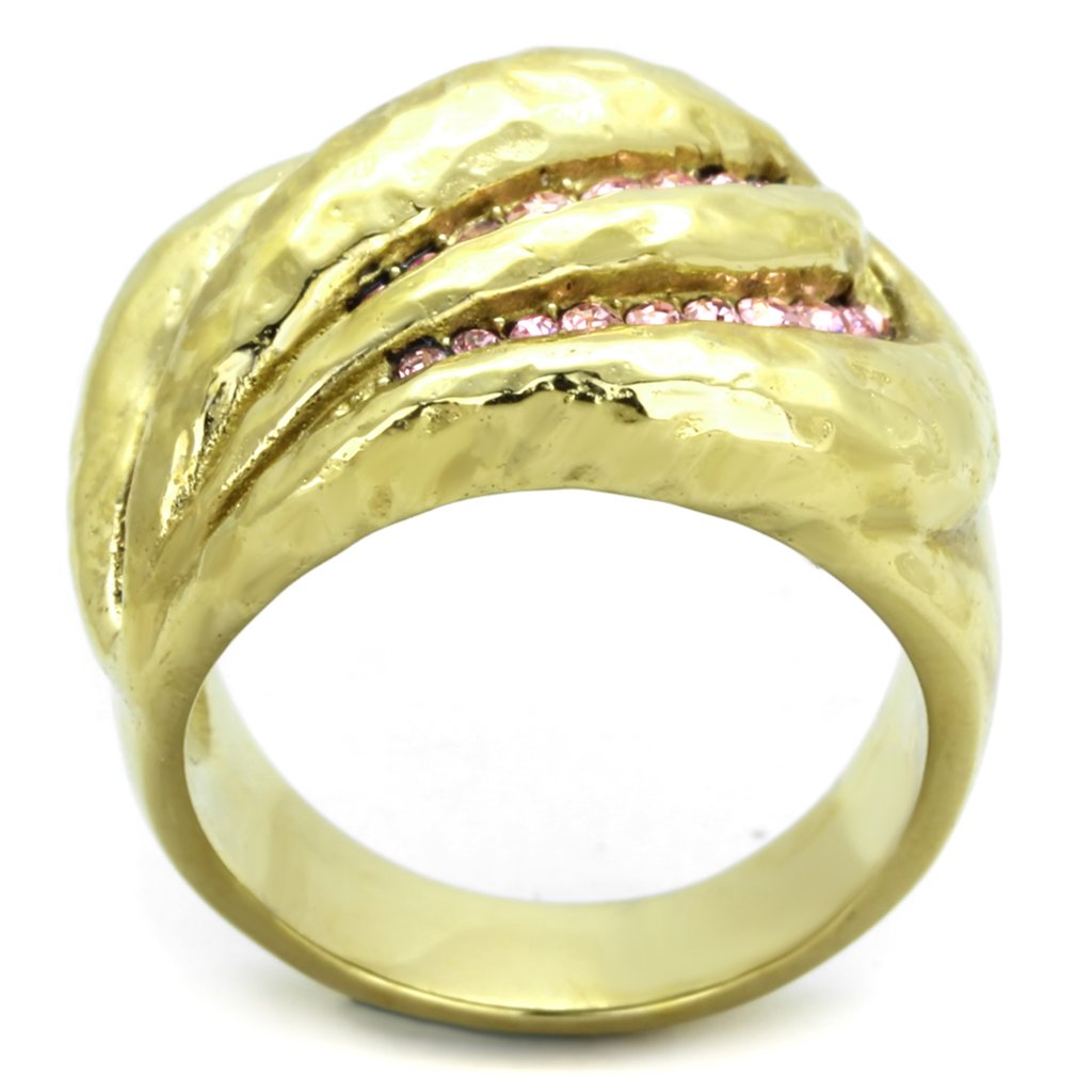14K Gold Plated Rose Crystal Ring for Women Size 5-10 - Perfect for Cocktail Parties