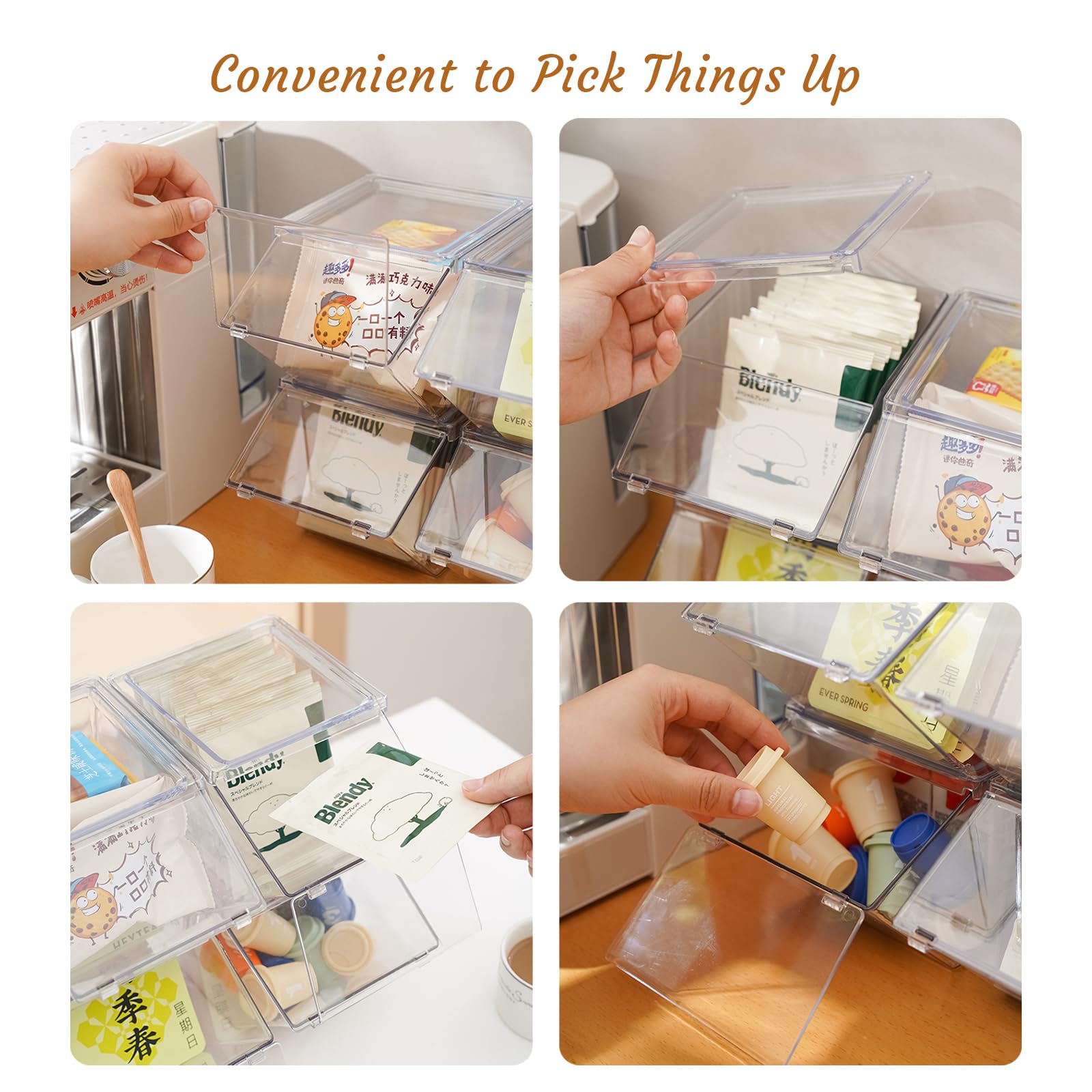 Stackable Tea Bag Holder Organizer - Clear Tea & Coffee Storage Box for Countertops, Kitchen Cabinets, Pantry - Space-Saving 2-Pack - Perfect for Tea Lovers & Coffee Enthusiasts