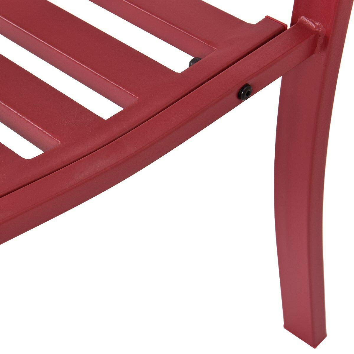 MAREEYA SHOP Cast Iron Garden Bench - Outdoor Patio Furniture for Yard, Park & Porch - Durable Red Metal Chair for Relaxing in Backyard, Garden or Outdoor Spaces