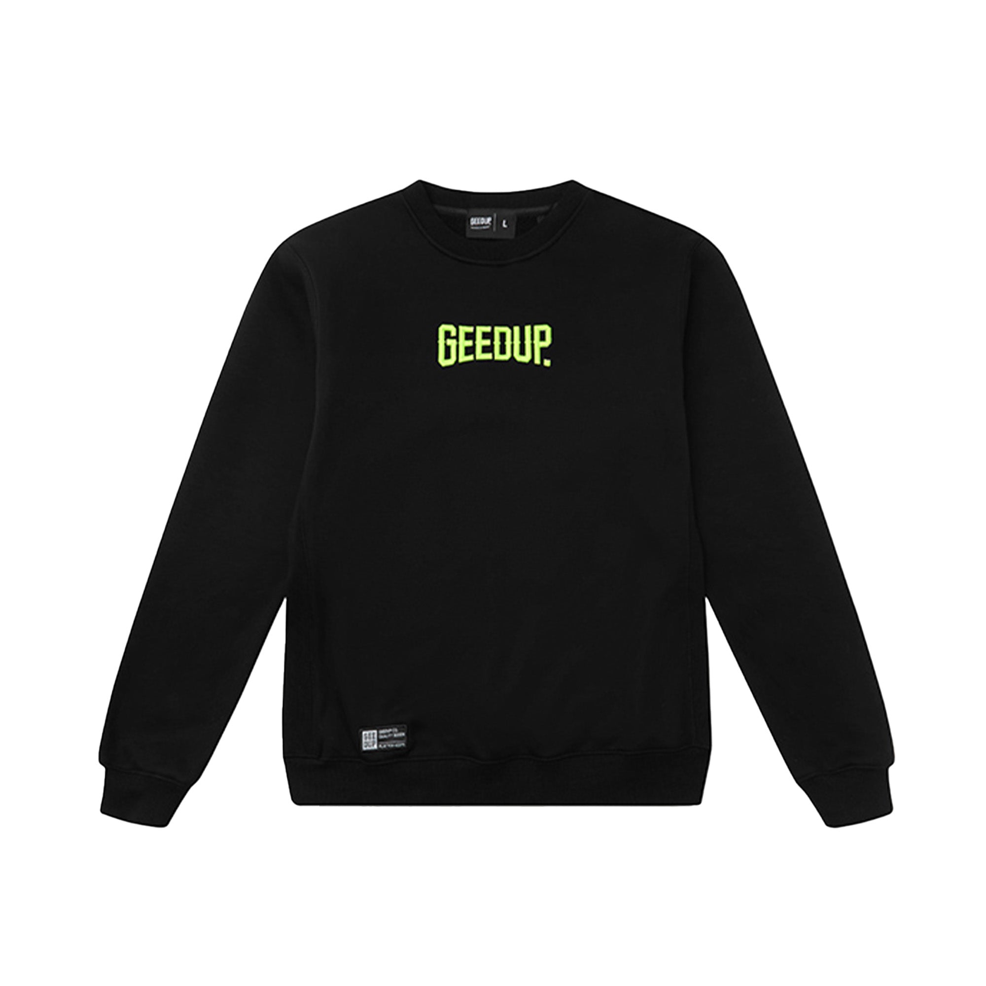 Geedup Always Neighbourhood Crewneck Sweatshirt - Black & Hyper Yellow | 2024 Edition | Streetwear Fashion for Men & Women | Casual Wear, Gym, Outfits
