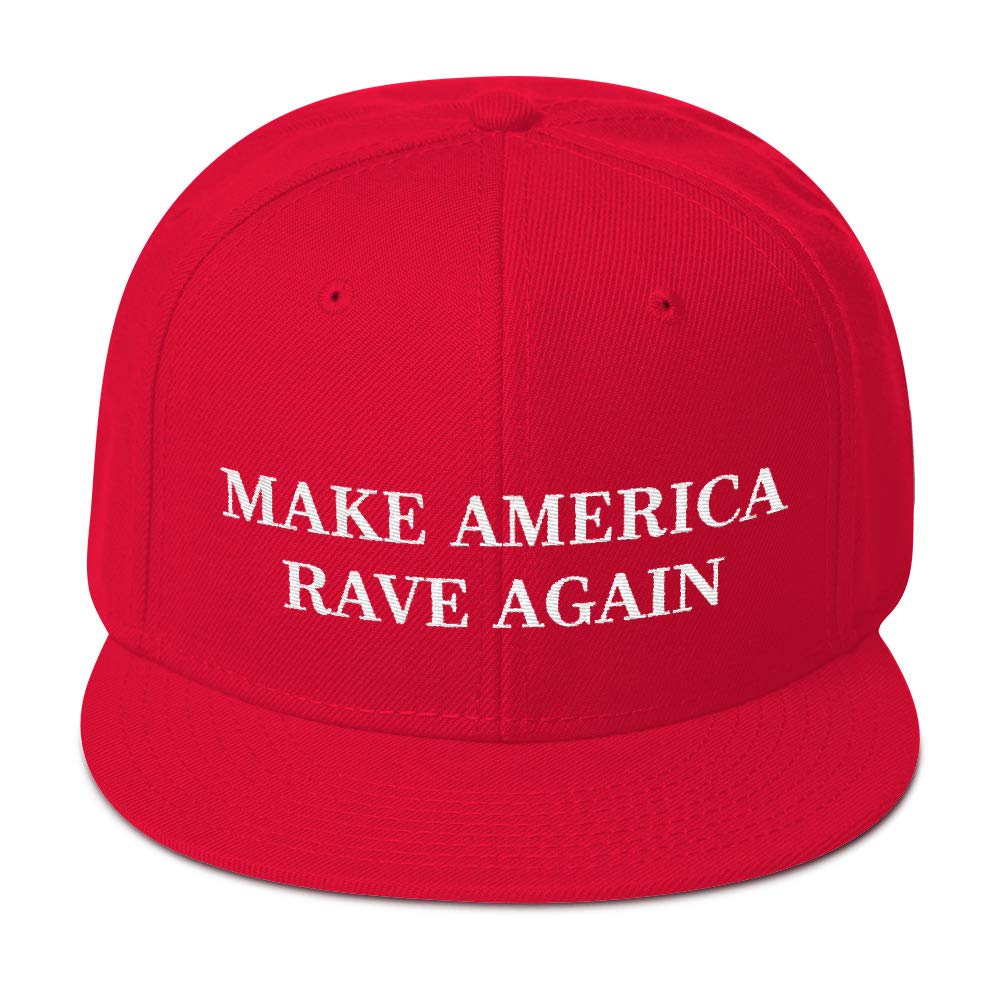 Make America Rave Again Embroidered Flat Bill Cap - EDM Festival Hat for Electronic House & Dubstep Music Fans - MAGA Parody Snapback for Raves, Concerts & Music Events