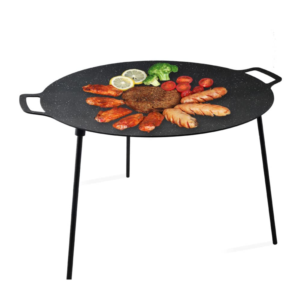 Premium Korean BBQ Non-Stick Cast Iron Grill Pan - Pre-Seasoned Stovetop Griddle for Gas Range, Indoor & Outdoor Cooking - Perfect for Camping, Backyard BBQs, and Family Gatherings - Detachable Handle for Easy Storage