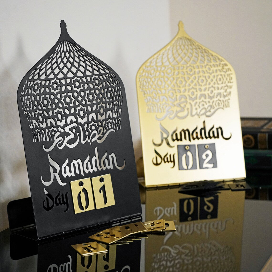 Ramadan Calendar - Metal Islamic Wall Hanging Decor for Home & Mosque - Perfect for Ramadan Countdown, Eid Gift & Islamic Table Decoration