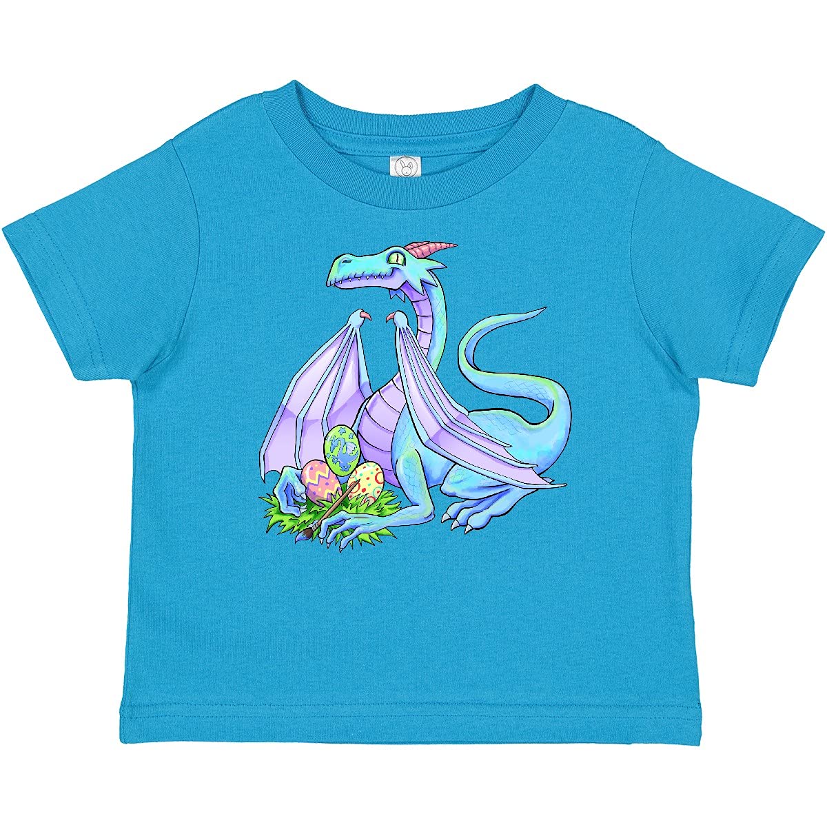 Blue Easter Dragon Baby T-Shirt with Painted Eggs - Easter Outfit