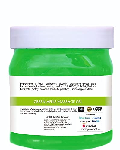 Pink Root Green Apple & Cucumber Massage Gel 500ml - Hydrating Body Scrub for Relaxation & Skin Care - Perfect for Spa, Home Massage & Self-Care Routines