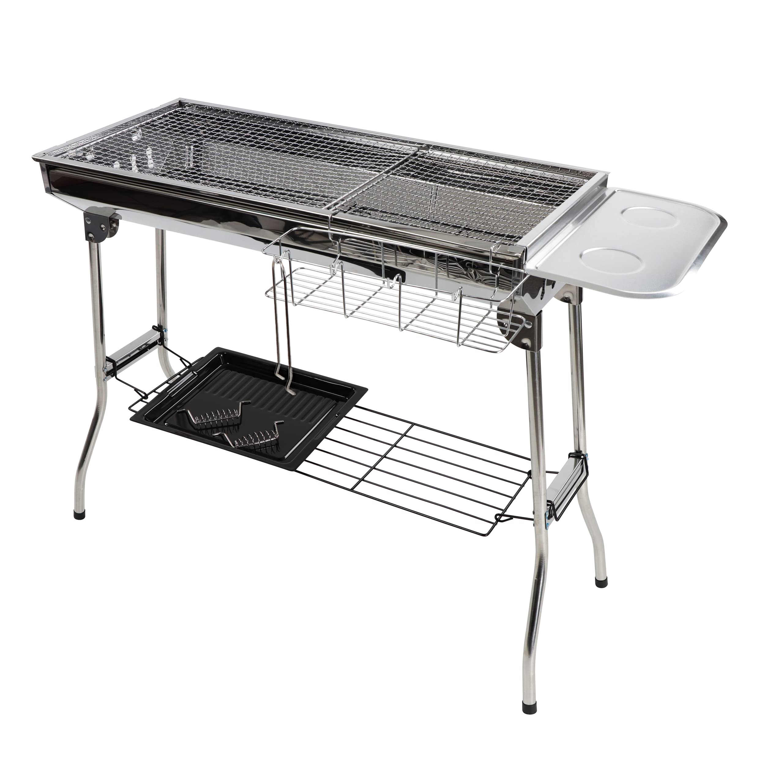 Portable Charcoal Grill for Camping & Backyard - 26.8 Inch Tall Foldable BBQ Grill with Adjustable Height for Outdoor Cooking, Picnics, Tailgating and Home Use