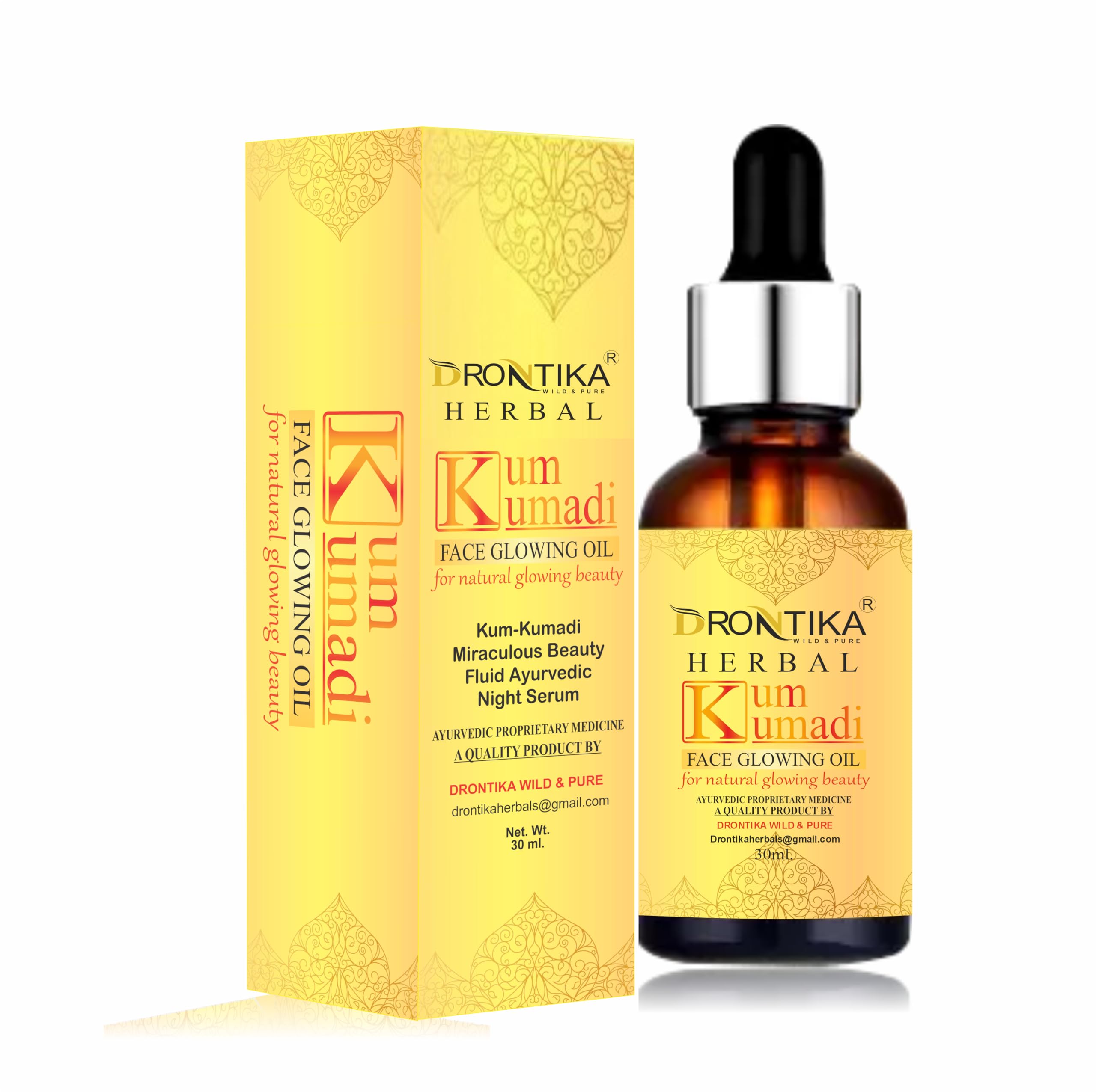 Drontika Kumkumadi Face Glowing Oil with Saffron & Natural Herbs - Anti-Aging Facial Treatment for Youthful & Healthy Skin | 30ml | Paraben & Silicone Free | Perfect for Night Routine & Dry Skin Care