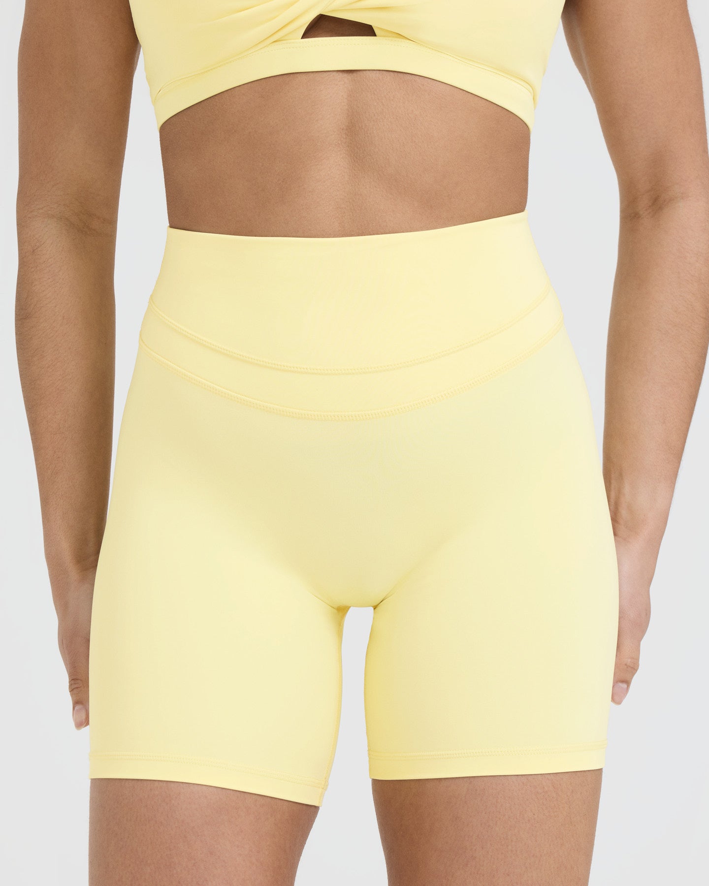 Unified High Waisted Workout Shorts for Women - 6 Inch Inseam, Sherbet Yellow | Perfect for Yoga, Running & Gym