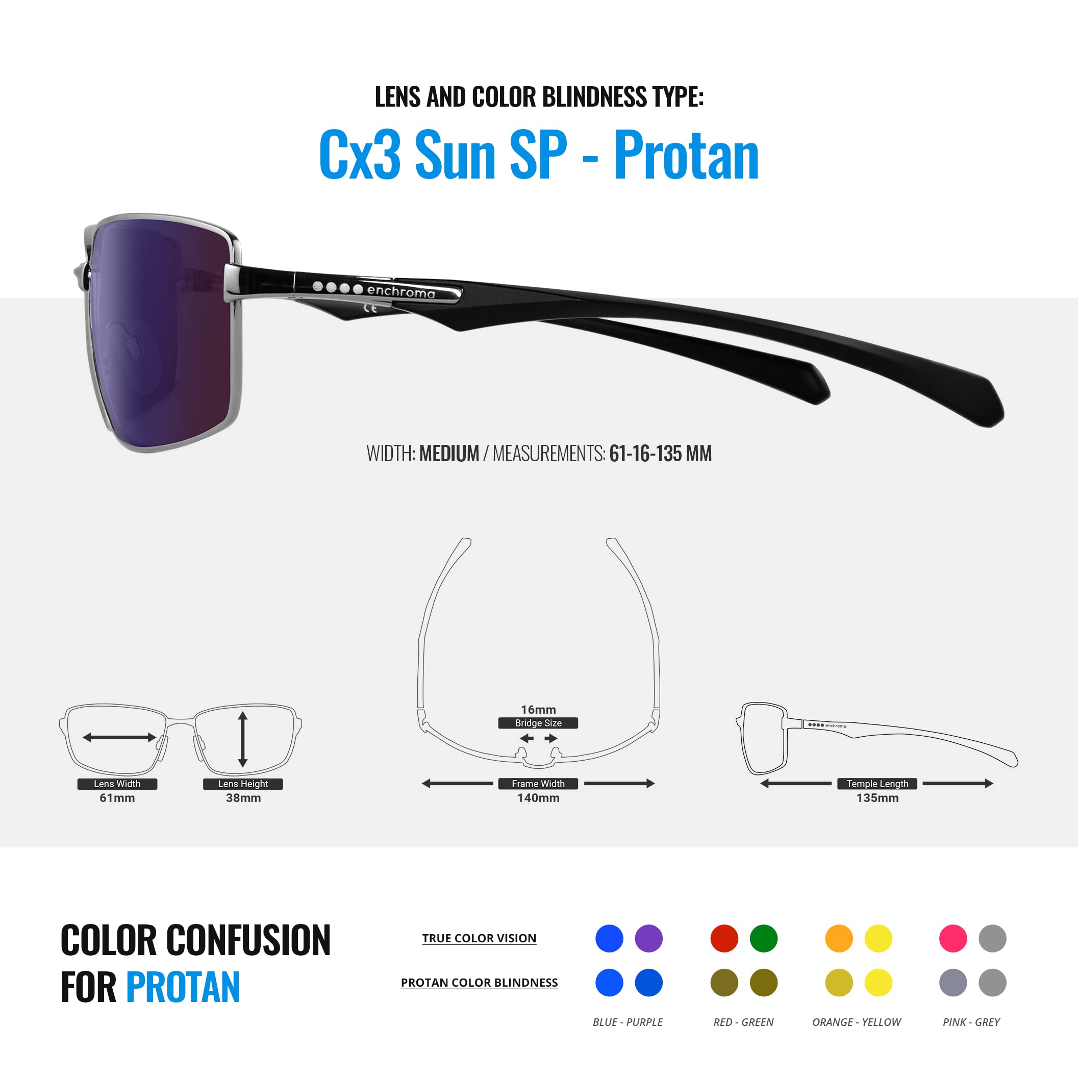 Enchroma Glasses for Color Blindness - Outdoor Use for Deutan & Protan