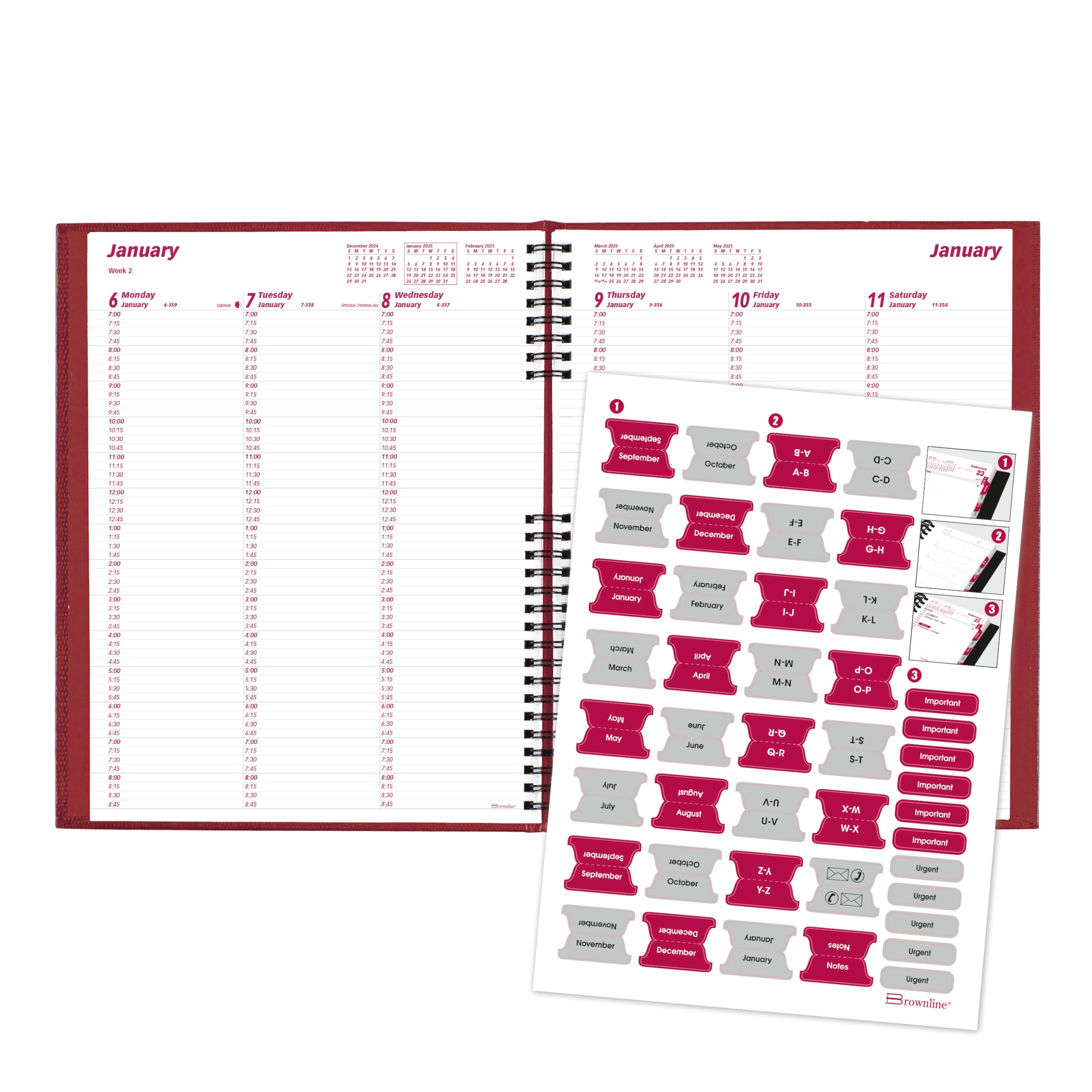 Brownline® 2025 CoilPro™ Weekly Planner - 12 Month Appointment Calendar (January-December) with Twin-Wire Binding, 11