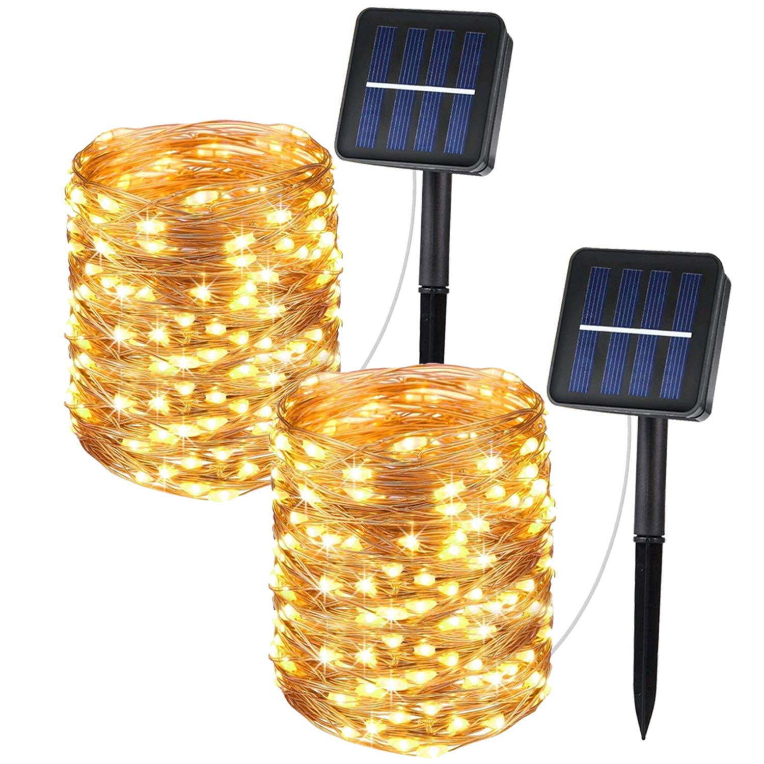 Solar Powered Christmas Lights Outdoor - 72FT 200 LED Waterproof Fairy String Lights with 8 Lighting Modes, Copper Wire Decorations for Christmas Tree, Halloween, Patio, Garden (2 Pack) - Perfect for Holiday Decor, Backyard Parties, and Seasonal Celebrations