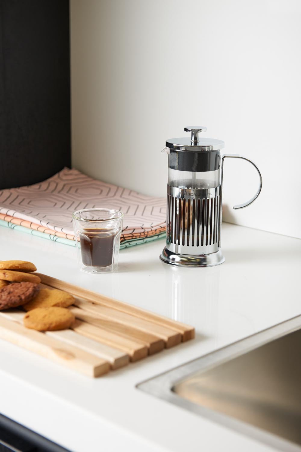 Stainless Steel Coffee Maker - 350ml Capacity, Chrome & Silver Finish - Perfect for Home, Office, and Camping Use