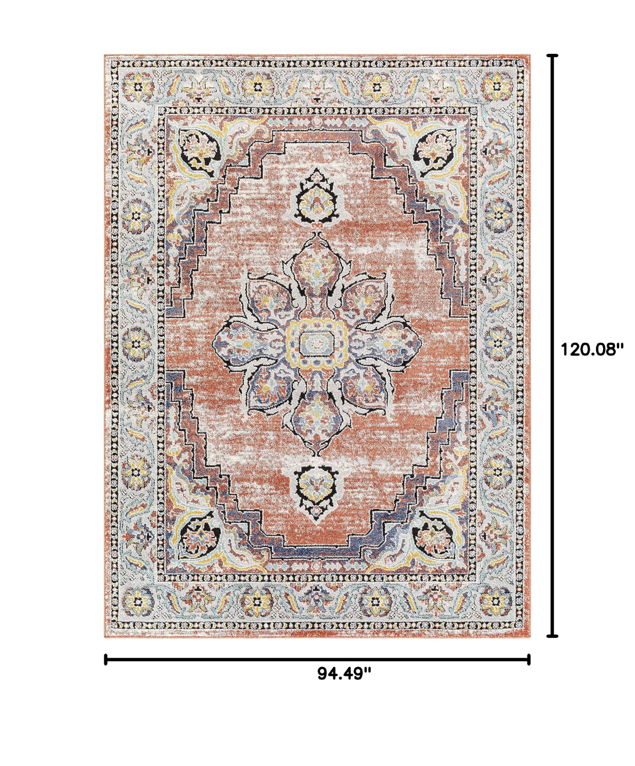 Premium Hauteloom Calilayan Traditional Area Rug - Rust, Blue, Black - 7'10