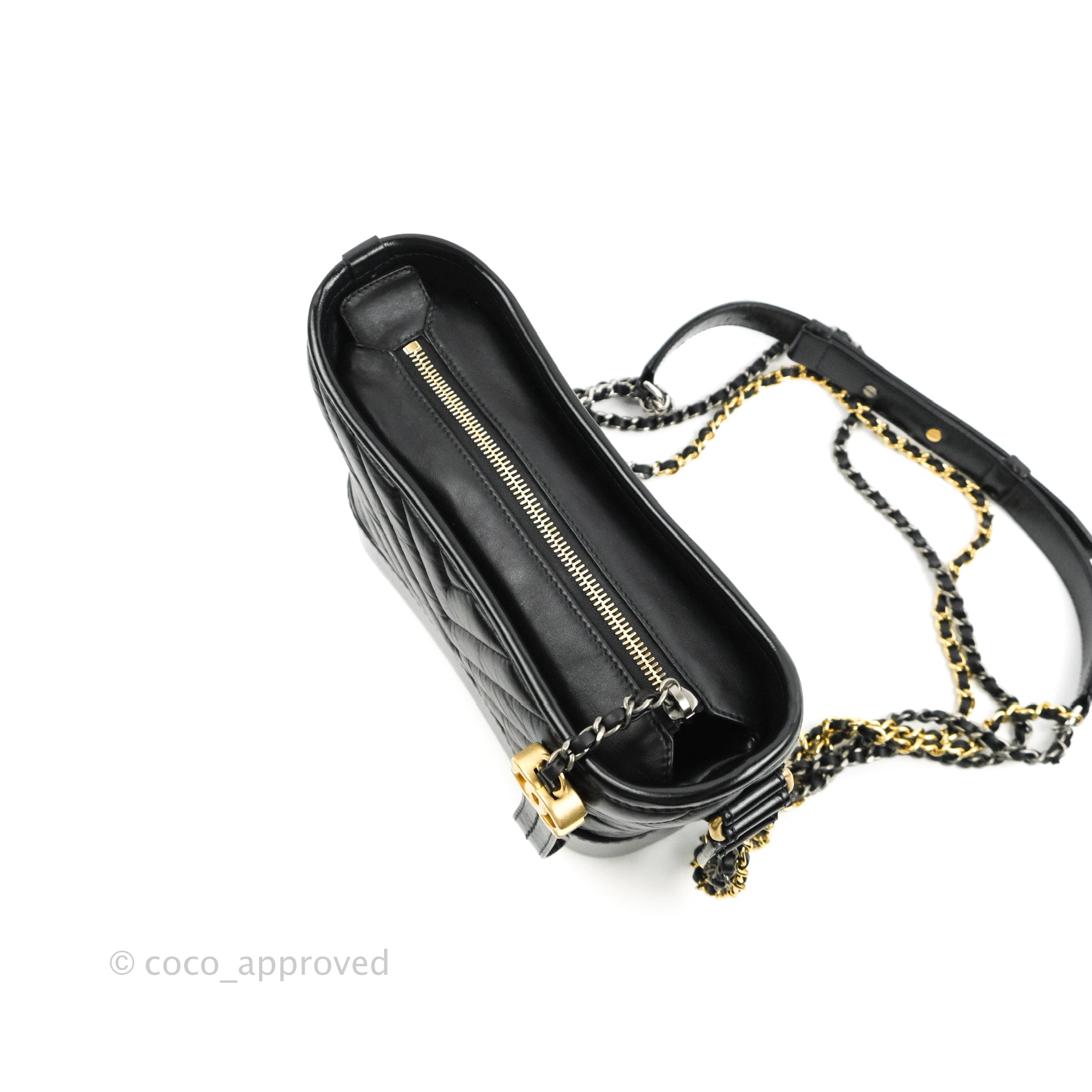 Chanel Small Gabrielle Hobo Bag in Black Calfskin with Chevron Pattern & Mixed Hardware - Perfect for Everyday Use, Work & Special Occasions