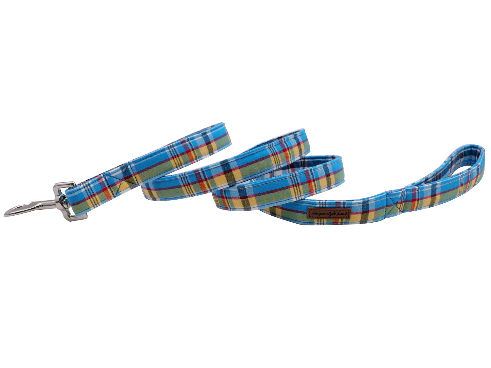Durable Heavy Duty Dog Leash with Comfortable Handle & Metal Buckle - XS/S/M/L Sizes - Blue Plaid Pattern for Small to Large Dogs - Perfect for Walking, Training & Outdoor Adventures