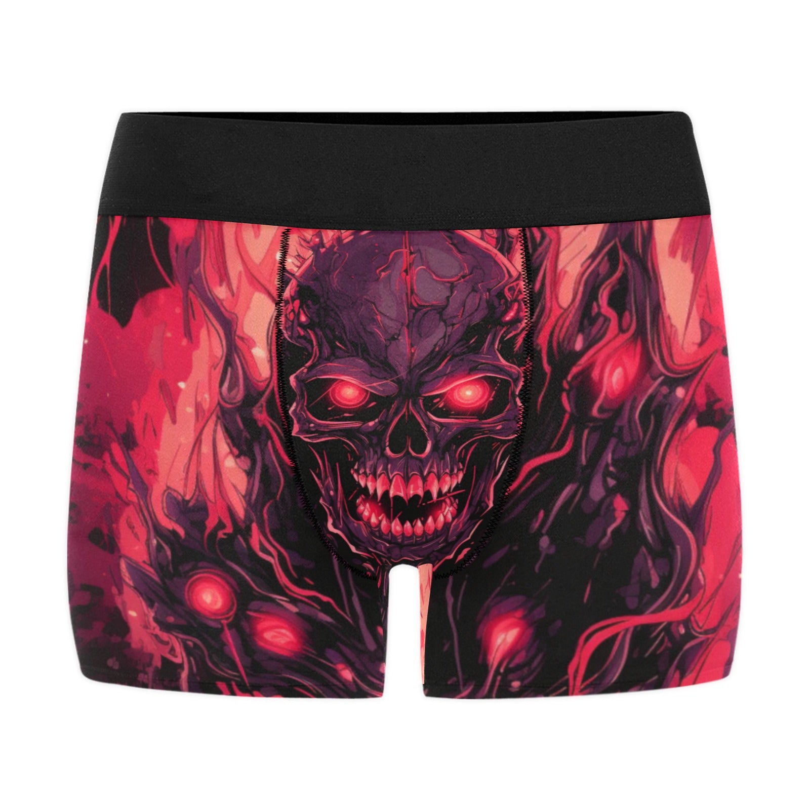 Evil Smiling Skull Boxer Briefs for Men - Gothic Horror Underwear, Comfortable Cotton Blend - Perfect for Halloween Costumes, Cosplay & Alternative Fashion
